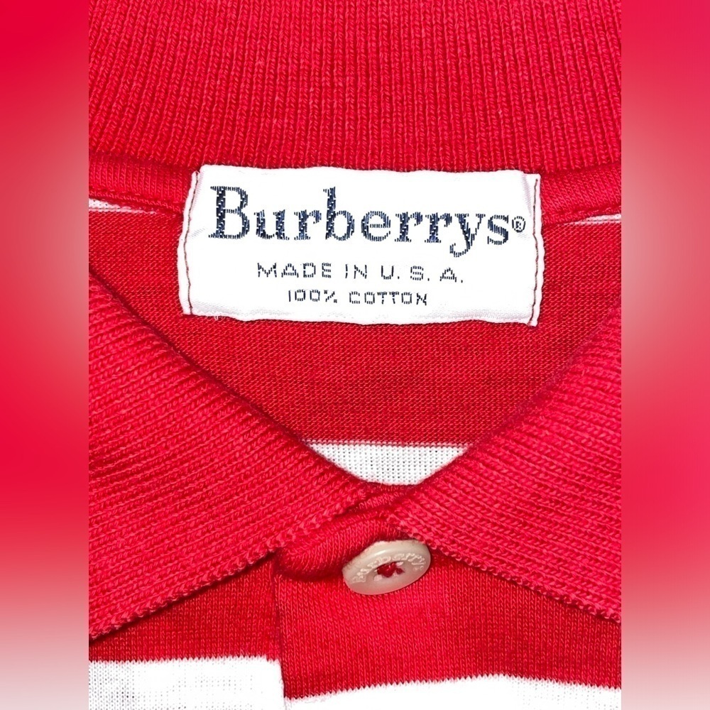 Vintage Burberrys Polo Shirt Golf 90s Striped Pattern Retro Men Size Large USA - Picture 9 of 10
